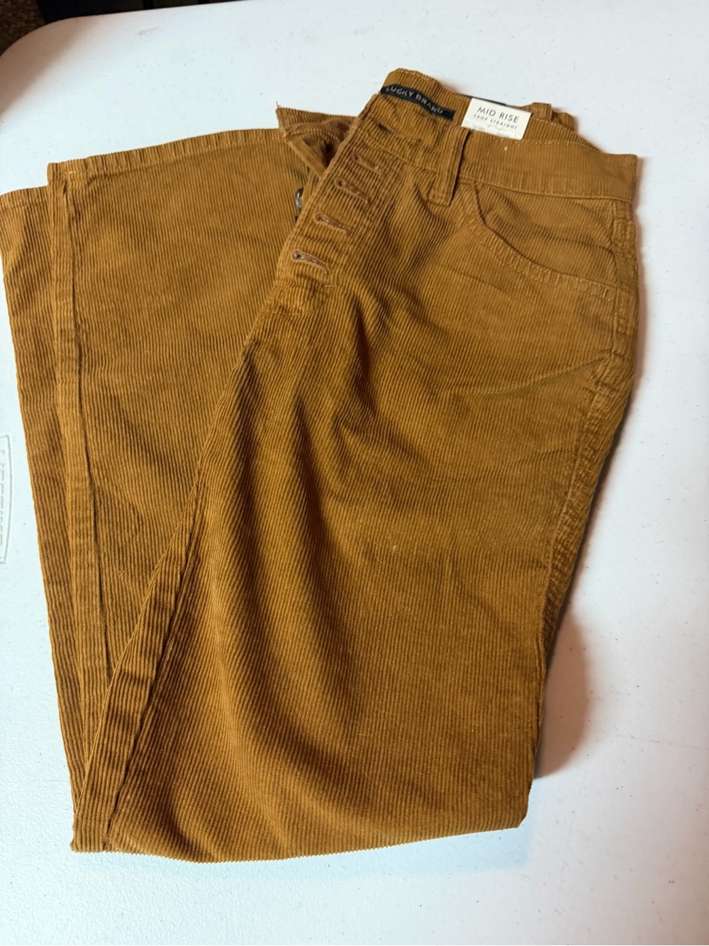 Lucky Brand Women's Straight Leg Corduroy Jeans in Mustard Brown